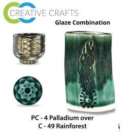 Palladium PC-04 over Rainforest C-49 Pottery Cone 5 Glaze Combination